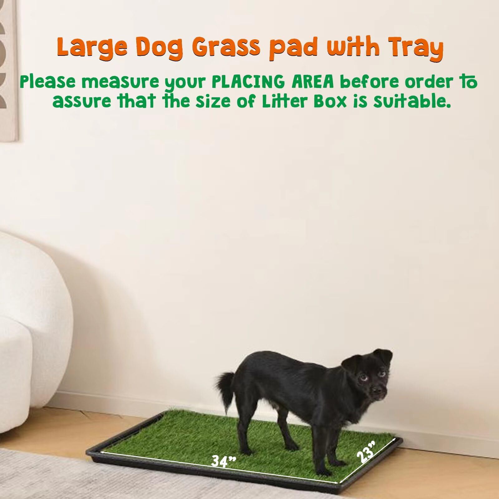 HQ4us Dog Grass Pad with Tray Large 34”×23” Dog Litter Box Toilet with 2×Arti…