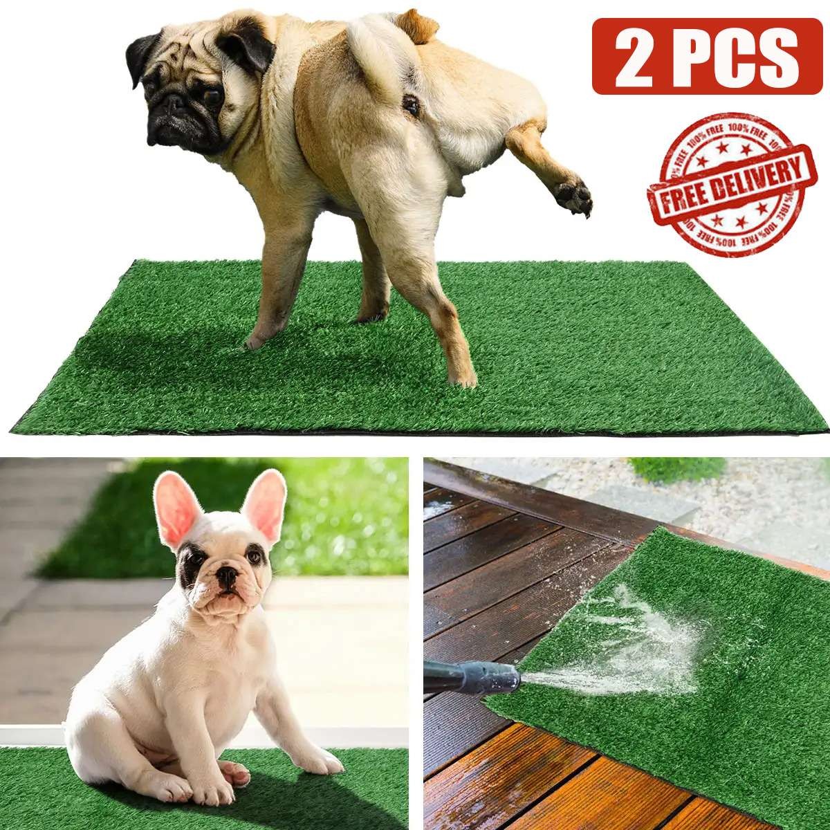 2pcs Pet Dog Cat Potty Trainer Grass Mat Puppy Training Pee Patch Pad Toilet US