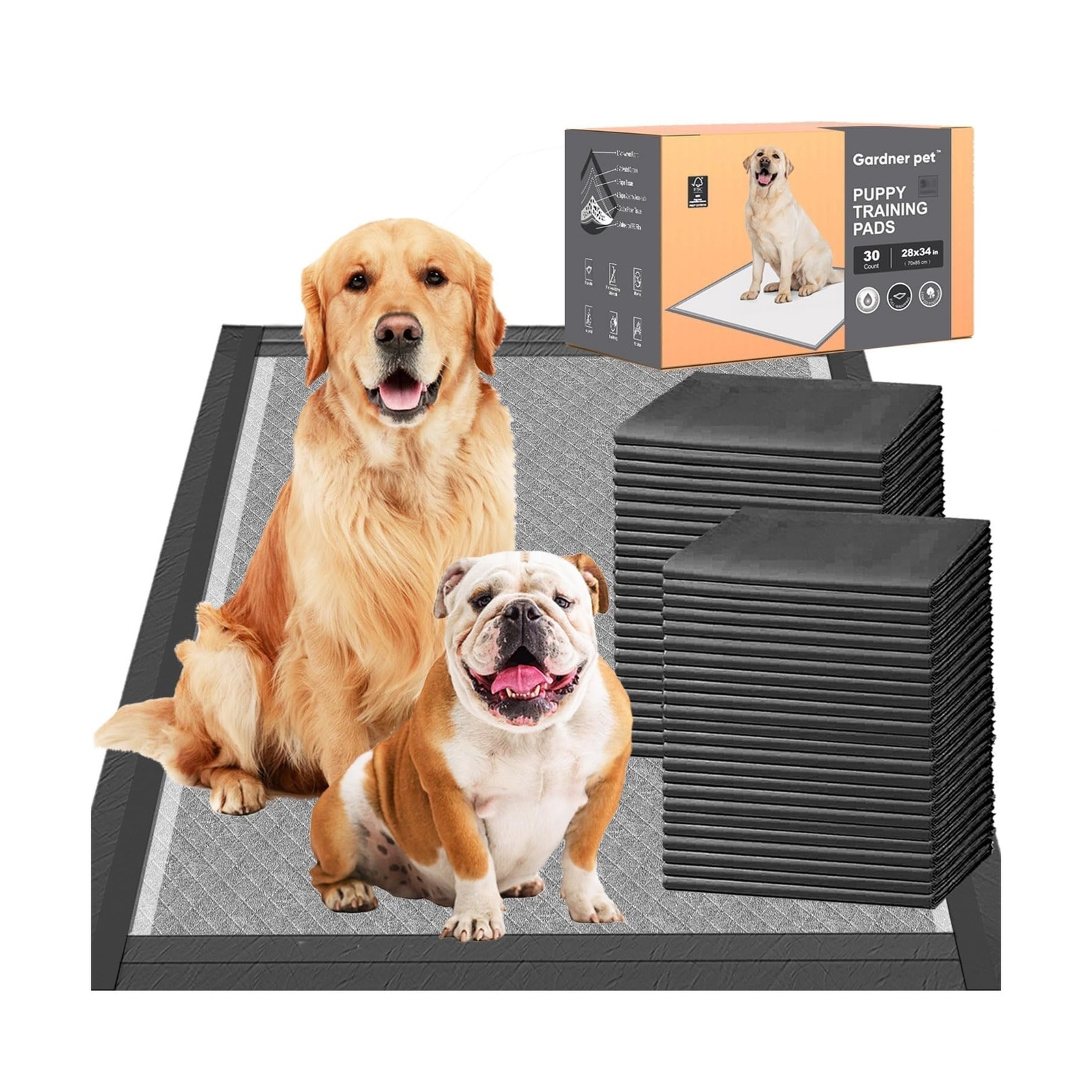 Charcoal Puppy Pads 28×34 Inches Extra Large Dog Pee Pads Odor-Control & Leak…