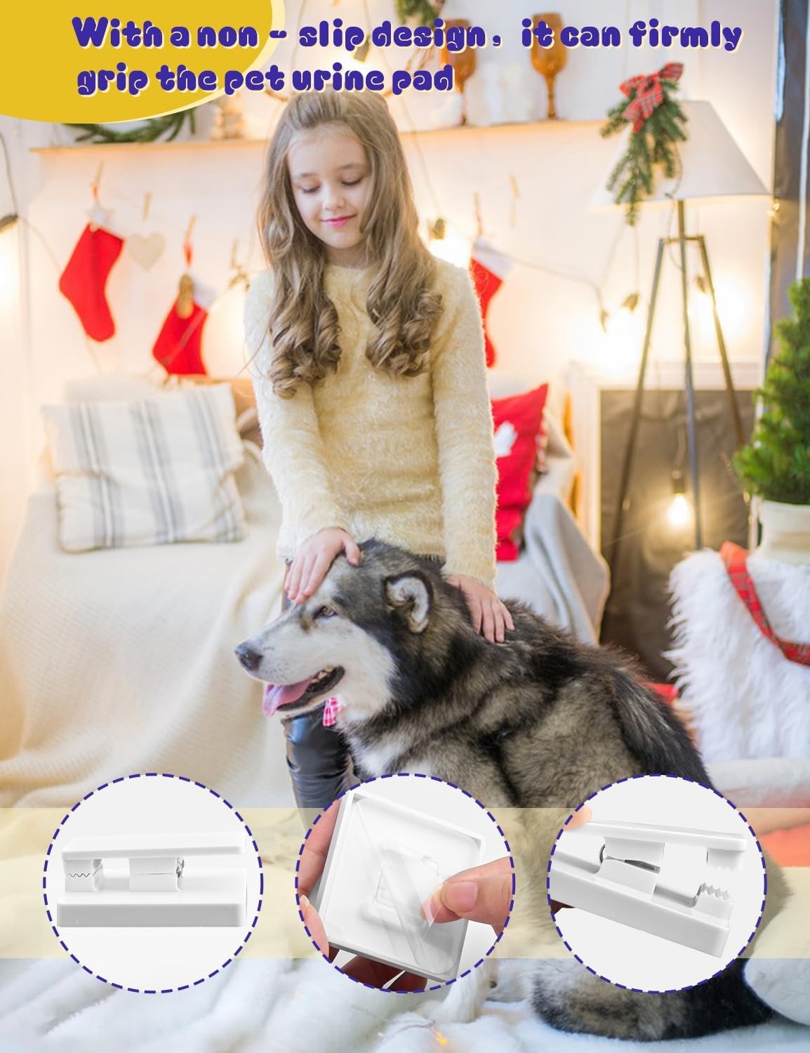 4 Pcs Potty Training Dog Pee Pad Holder for 1 Count (Pack of 4), White+4Pcs