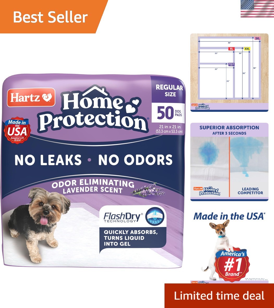 50 Count Lavender Scented Dog Pads, Ultra-Absorbent & Leak-Proof Technology