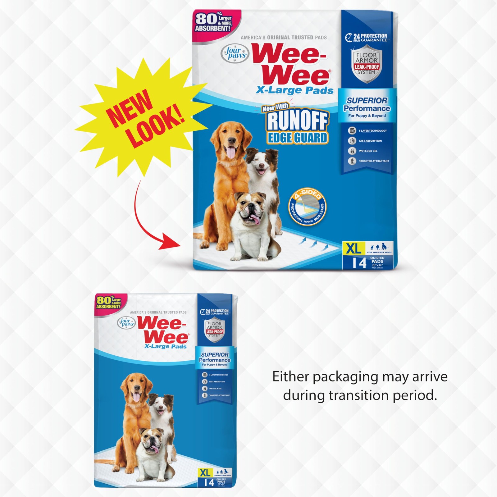 Four Paws Wee-Wee Pads 14 pack Extra Large White 28″ x 34″ x 0.1