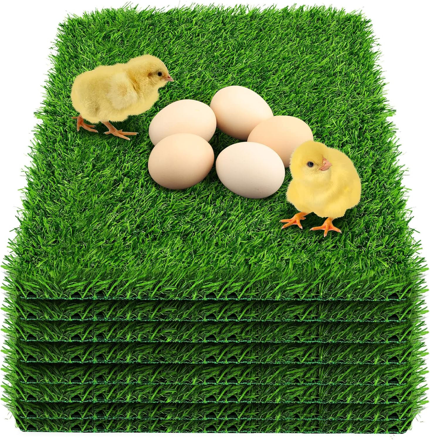 8 Pack Chicken Nesting Box Pads – Washable Artificial Grass Nesting Pads – Chick