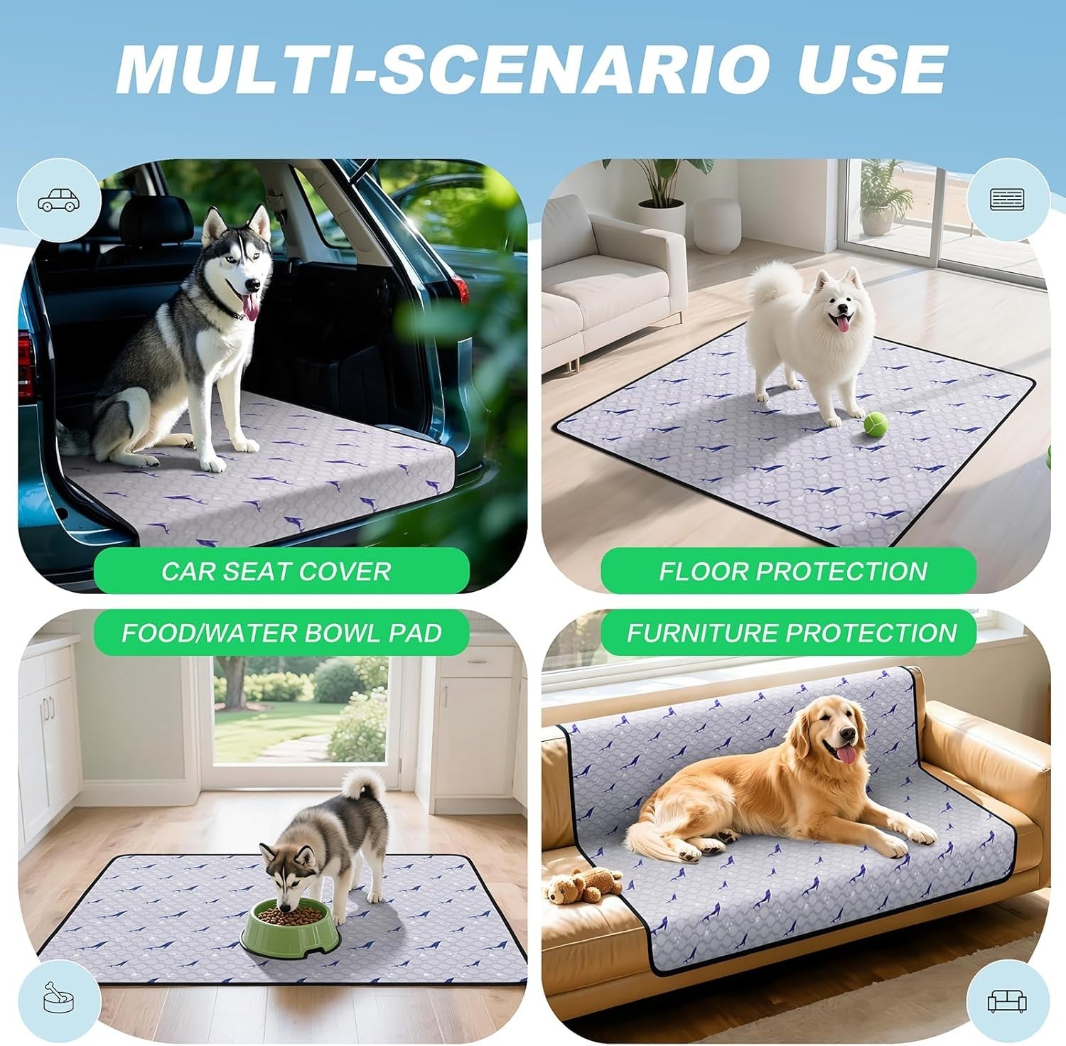 Durable & Stylish 18″x24″ Dog Pee Pads – Washable Anti-Slip Design (Pack Of 2)