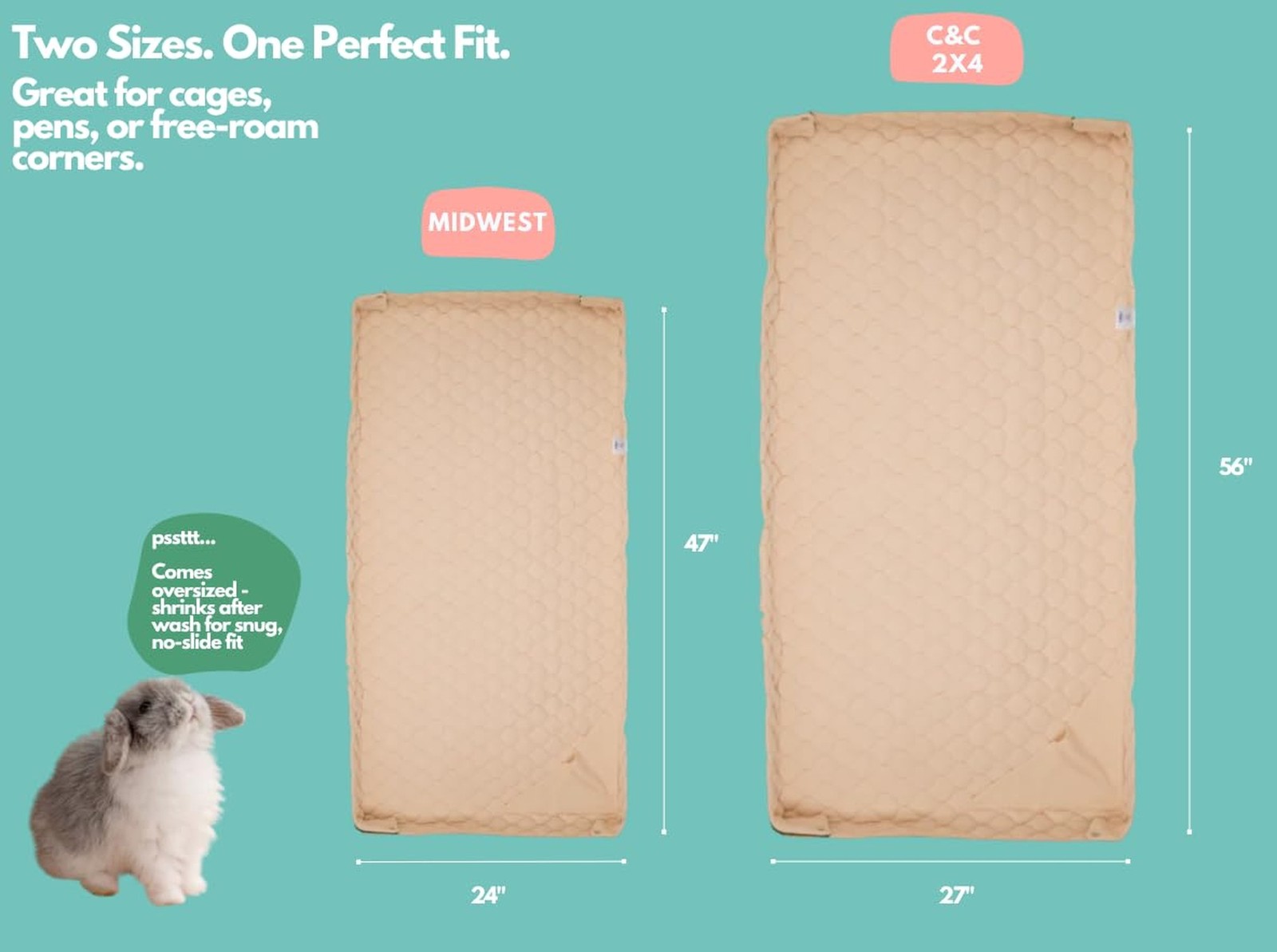 Hopp’d™ HutchLiner 2.0 Premium Guinea Pig Cage Liner Washable Fleece Beddi