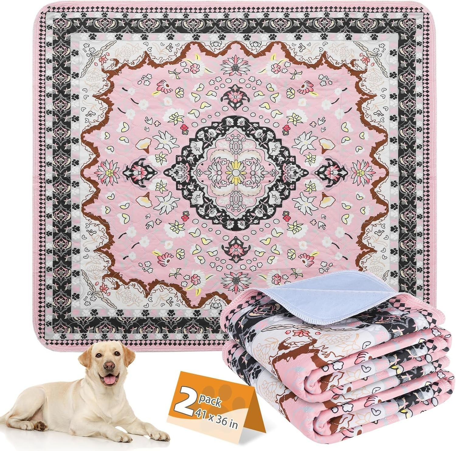 Versatile Leak-Proof Dog Pee Pads – Retro Pink Design for Indoor & Outdoor Use
