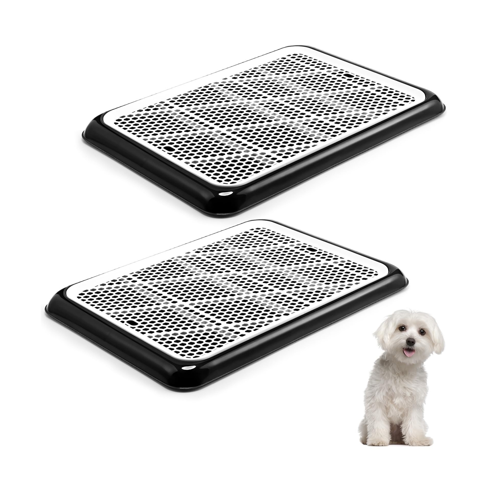 Mifoci 2 Pcs Dog Potty Tray with Grid Portable Pet Litter Box Dog Training To…