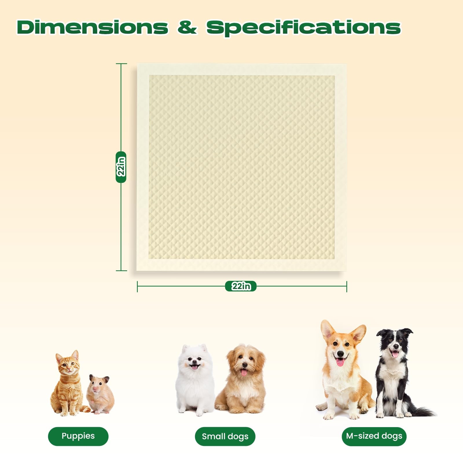 Puppy Pads 100 Count Small 22x22in Bamboo Training Pads Deodorizing Leakproof…