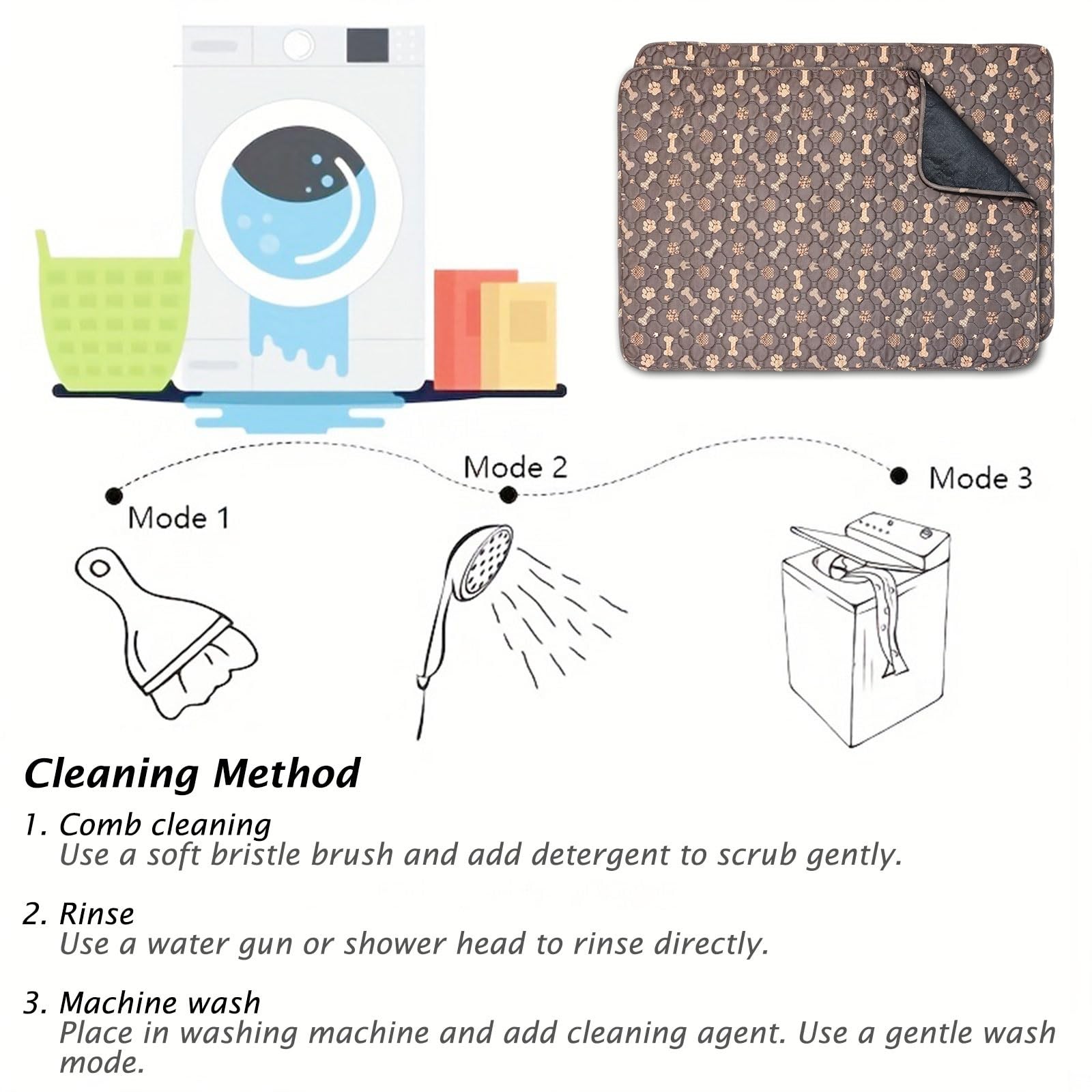 Washable Pee Pads for Dogs – 2 Pcs 28″x40″ Brown 28×40 inches (2-Pack),