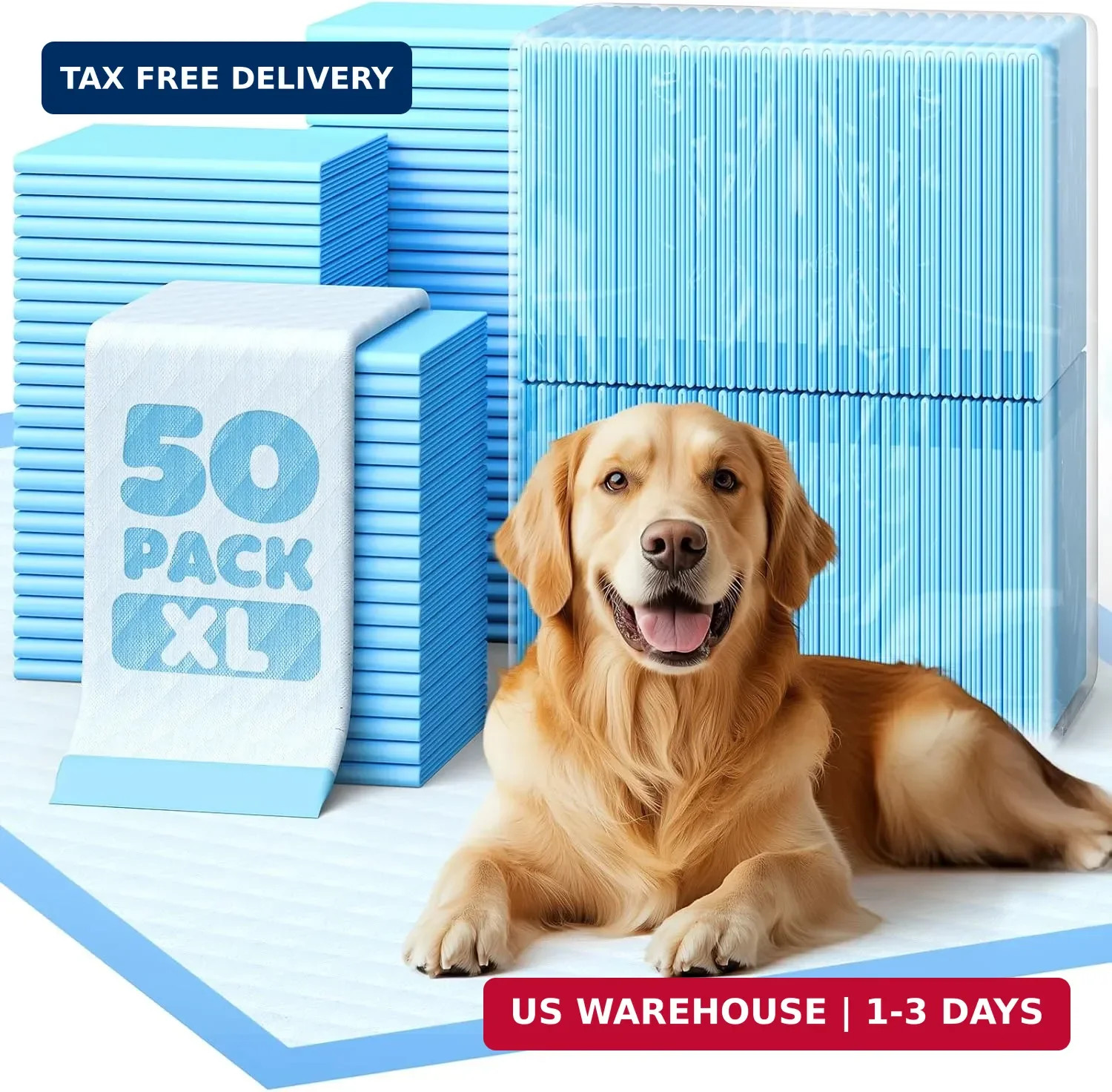 50-Pack Extra Large Pee Pads – 34″ x 28″ Puppy Pads for Dogs with 6-Layer Leakpr