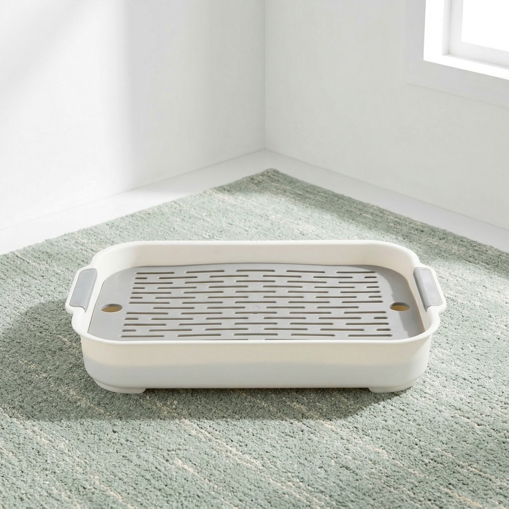 2Pcs Reusable Rabbit Litter Box White PP with Antisplash Edge for Small Pets