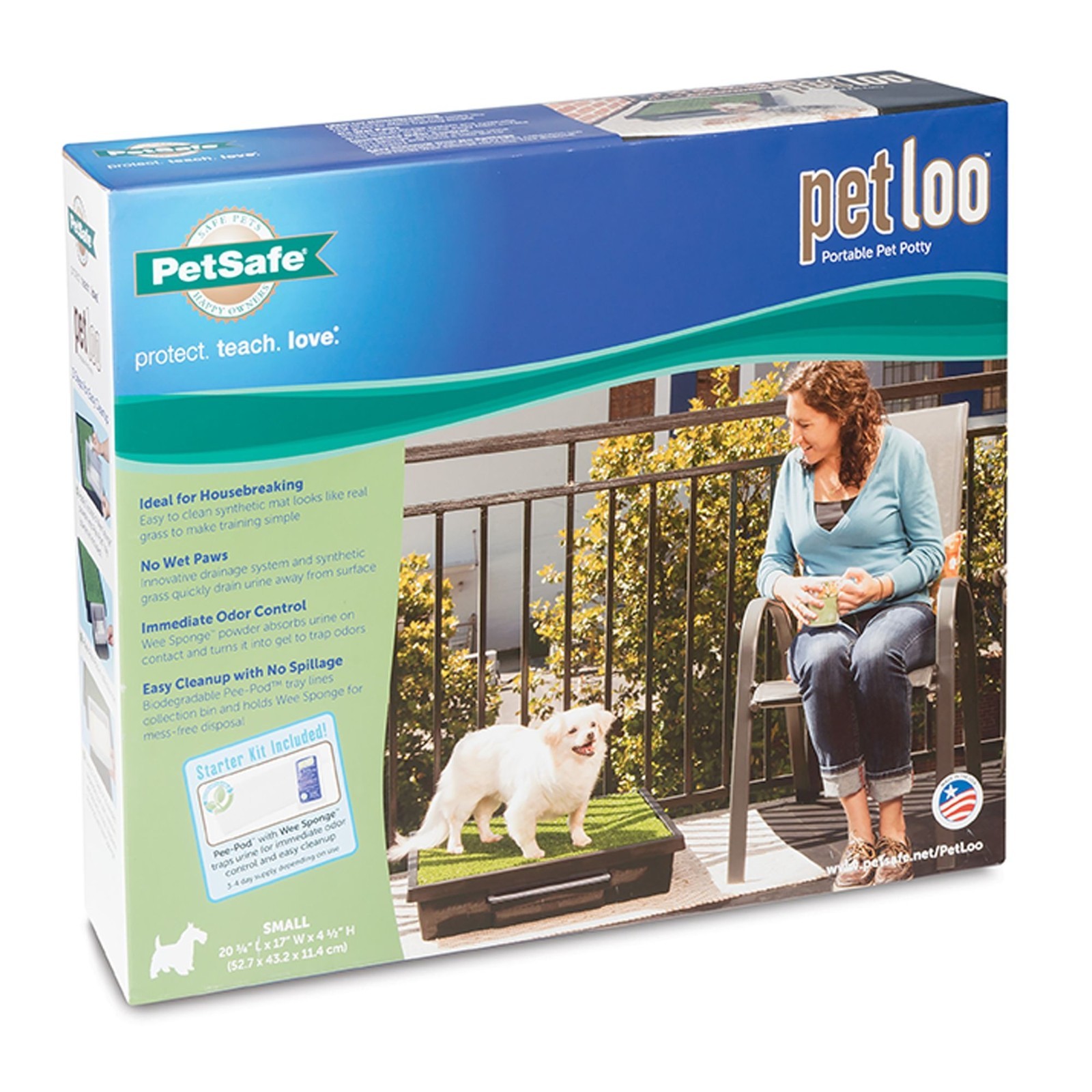 PetSafe Pet Loo Portable Grass Pad Dog Potty w/ Wee Sponge Powder, Small
