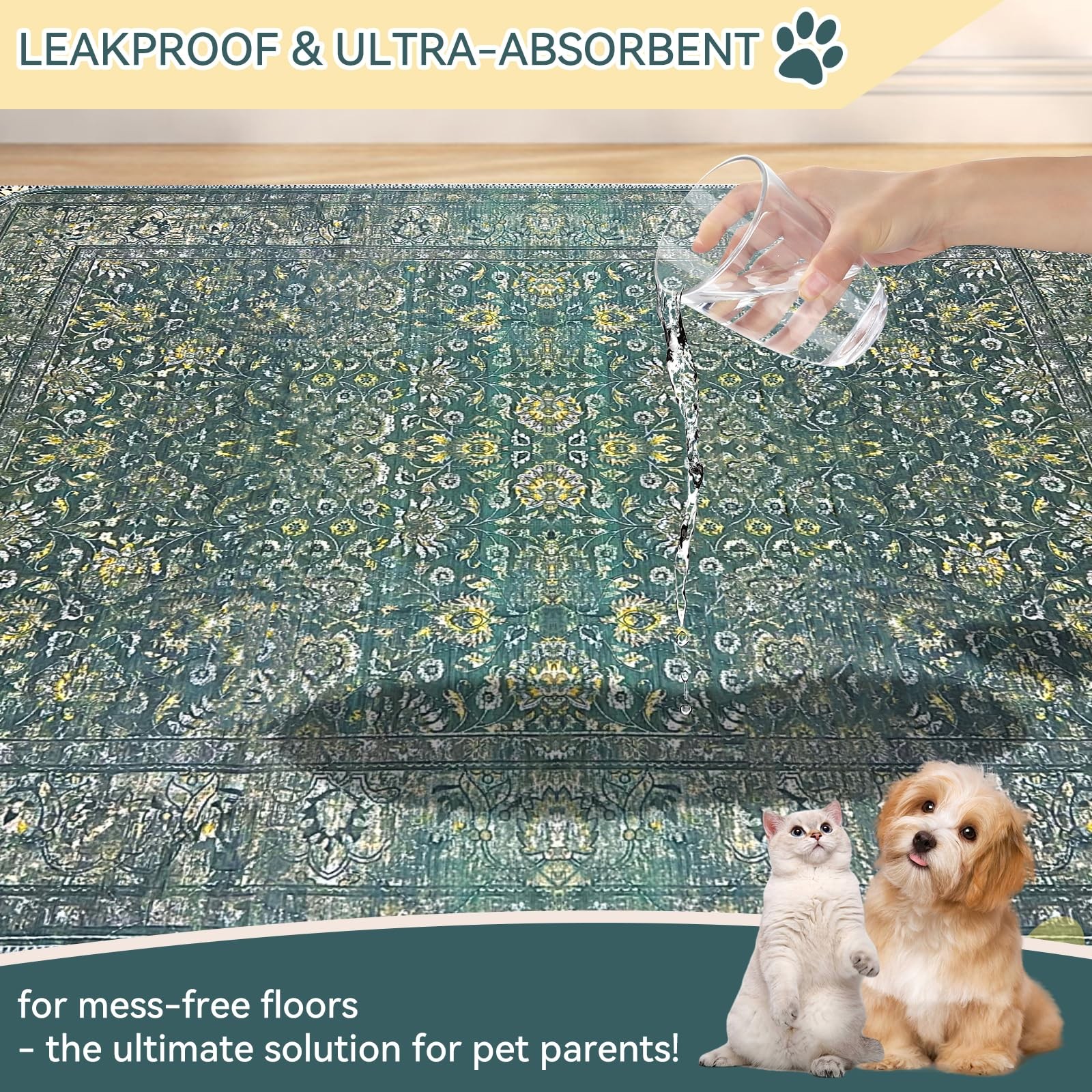 Washable Pee Pads for Dogs, Waterproof Non-Slip Puppy Potty Pad 2 Pack 36” x…