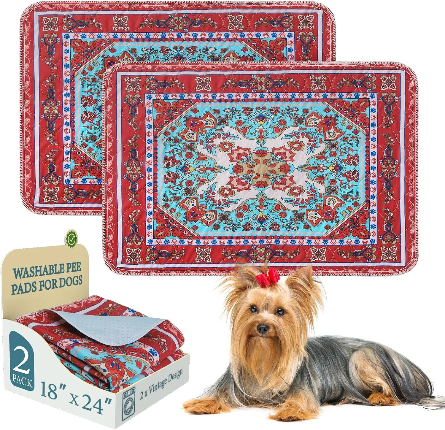 Washable Pee Pads for Dogs, 2Pack Reusable Puppy Pads, Super Absorbent & Leakpro
