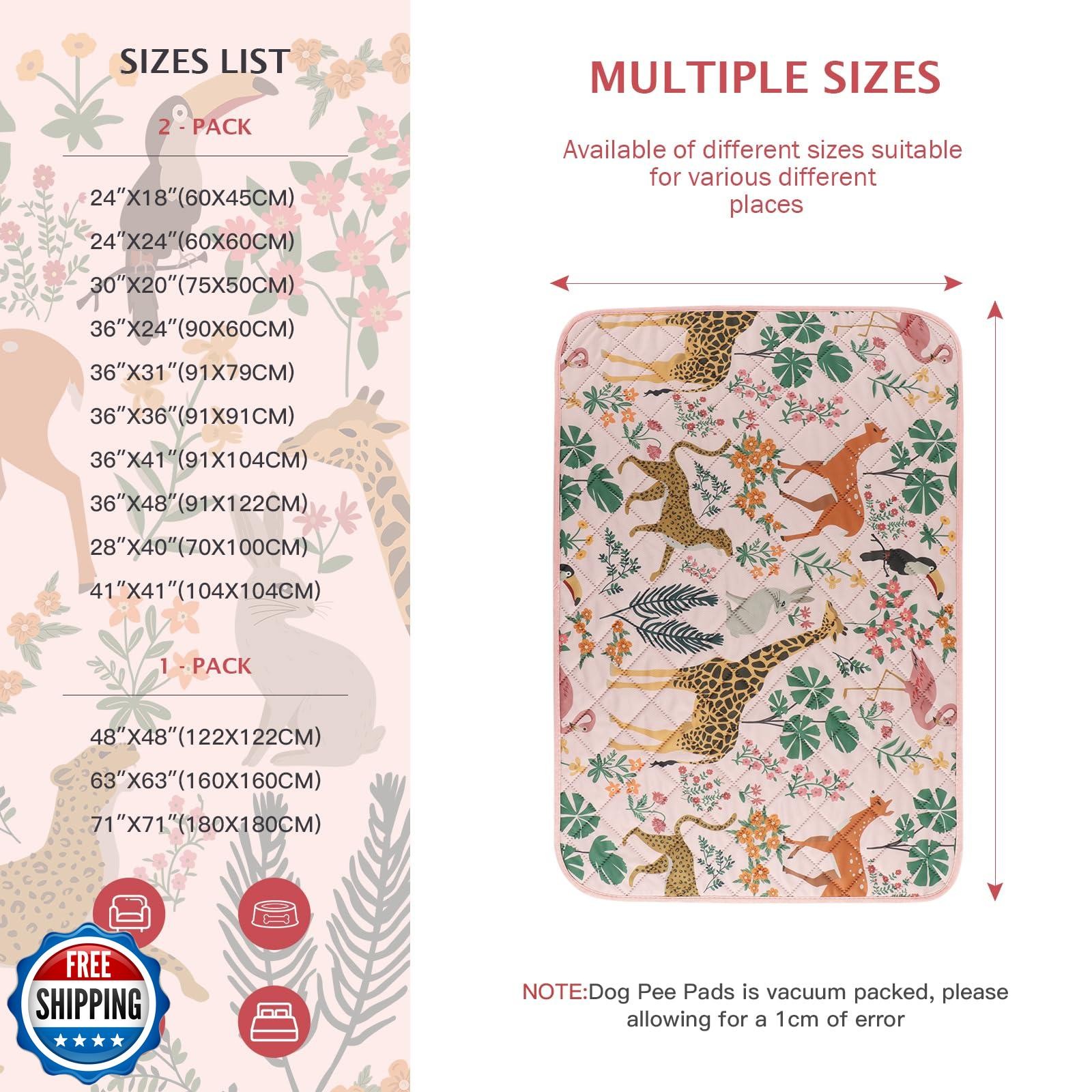 IEUUMLER Washable Pee Pads for Dogs, 2 Pack Forest Pattern Reusable Waterproo
