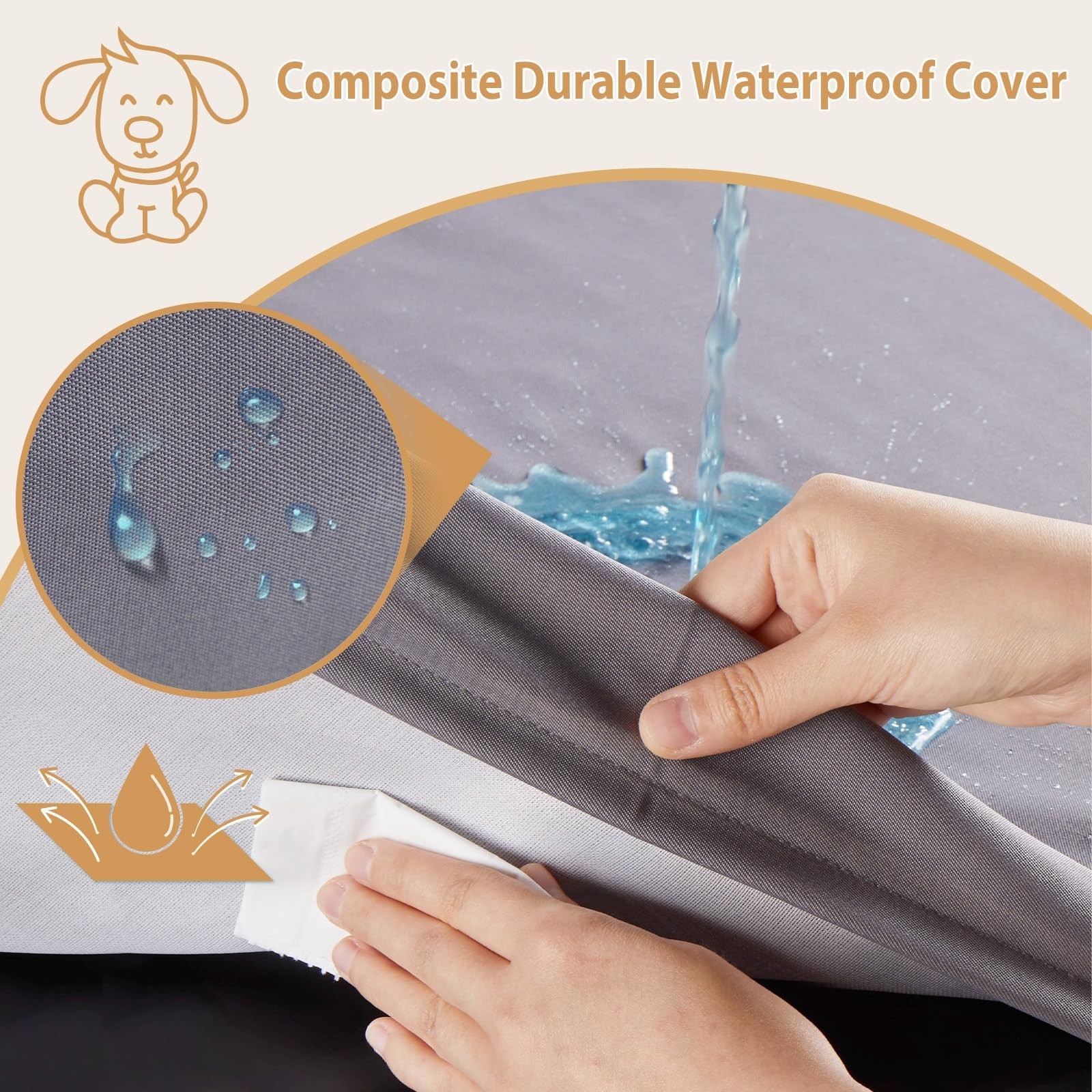 BFPETHOME Outdoor Waterproof Dog Bed for Large Dogs, Washable Cover, 30″ | Ou…