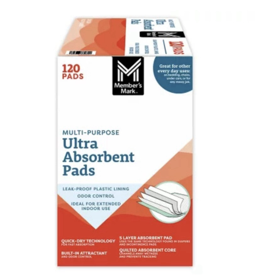 Member’s Mark Multipurpose Ultra Absorbent Dog Training Pads, 23″ x 24″, 120 ct.