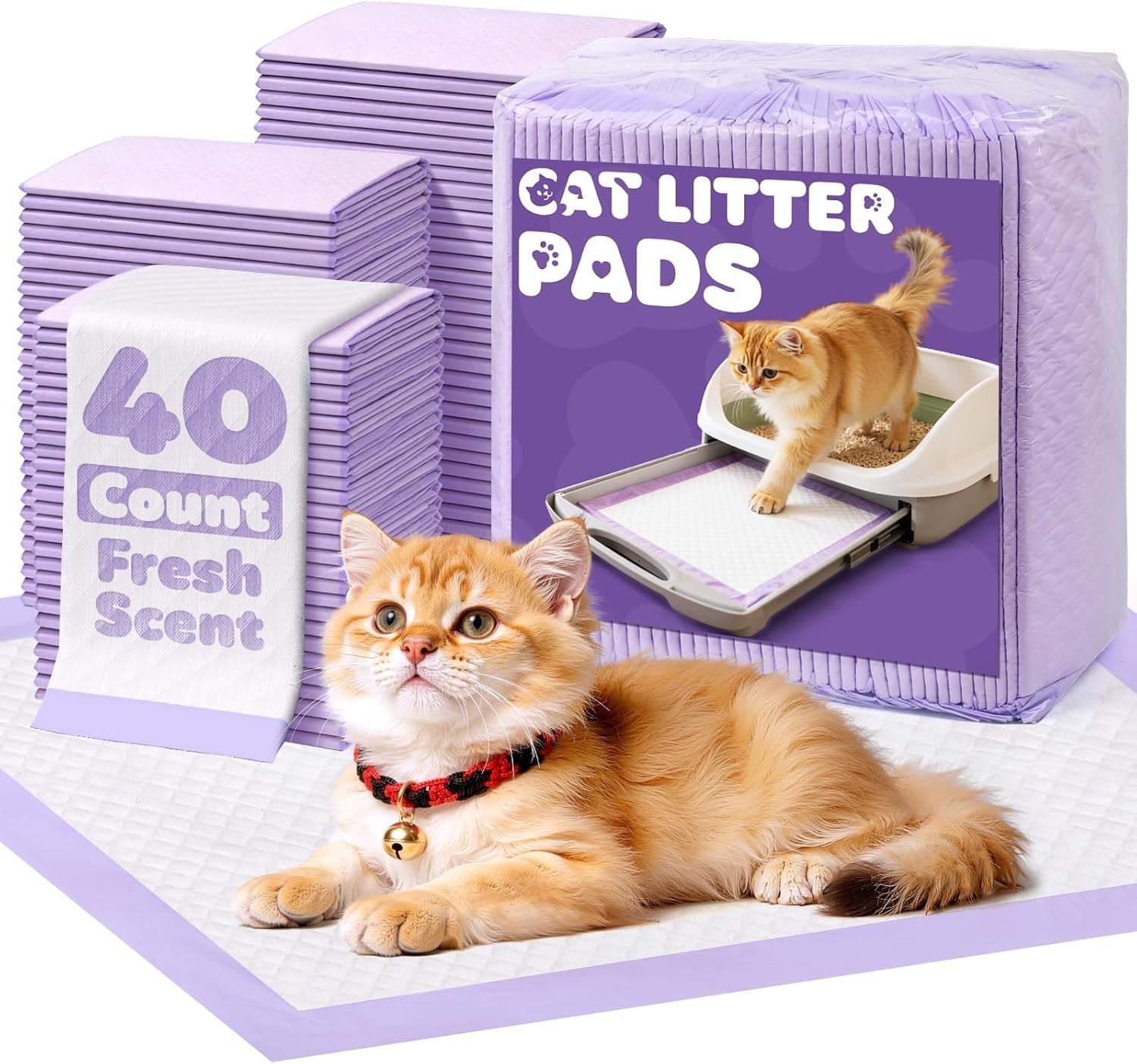 Cat Pee Pads for Breeze Litter Box 40 Count Leak Resistant Fresh Scent