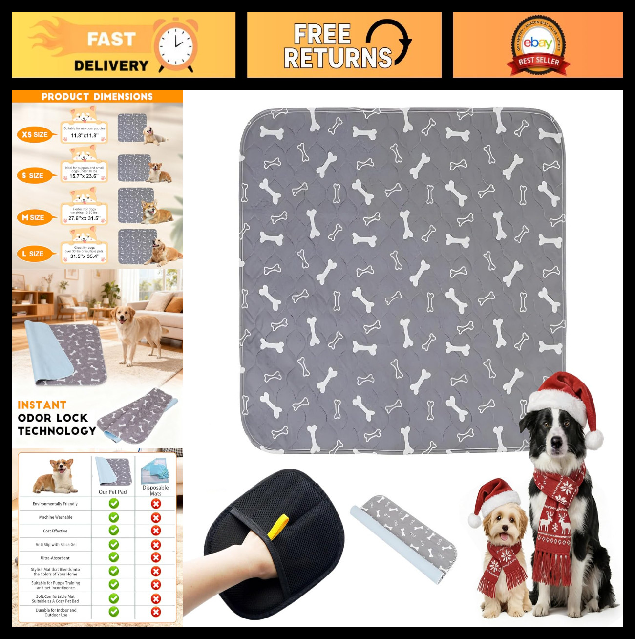 Washable Puppy Pads with Pheromones – Leak Proof, Non-Slip Training Pads for Dog