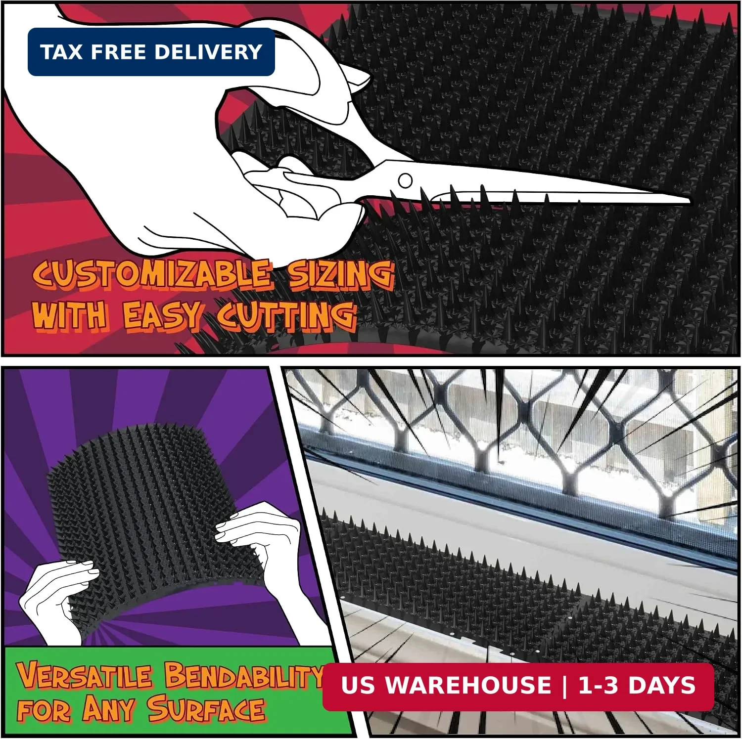 16 Pack Black Scat Mats for Dogs – 16″ x 13″ Pet Deterrent Mat with 1″ Spike. Ef