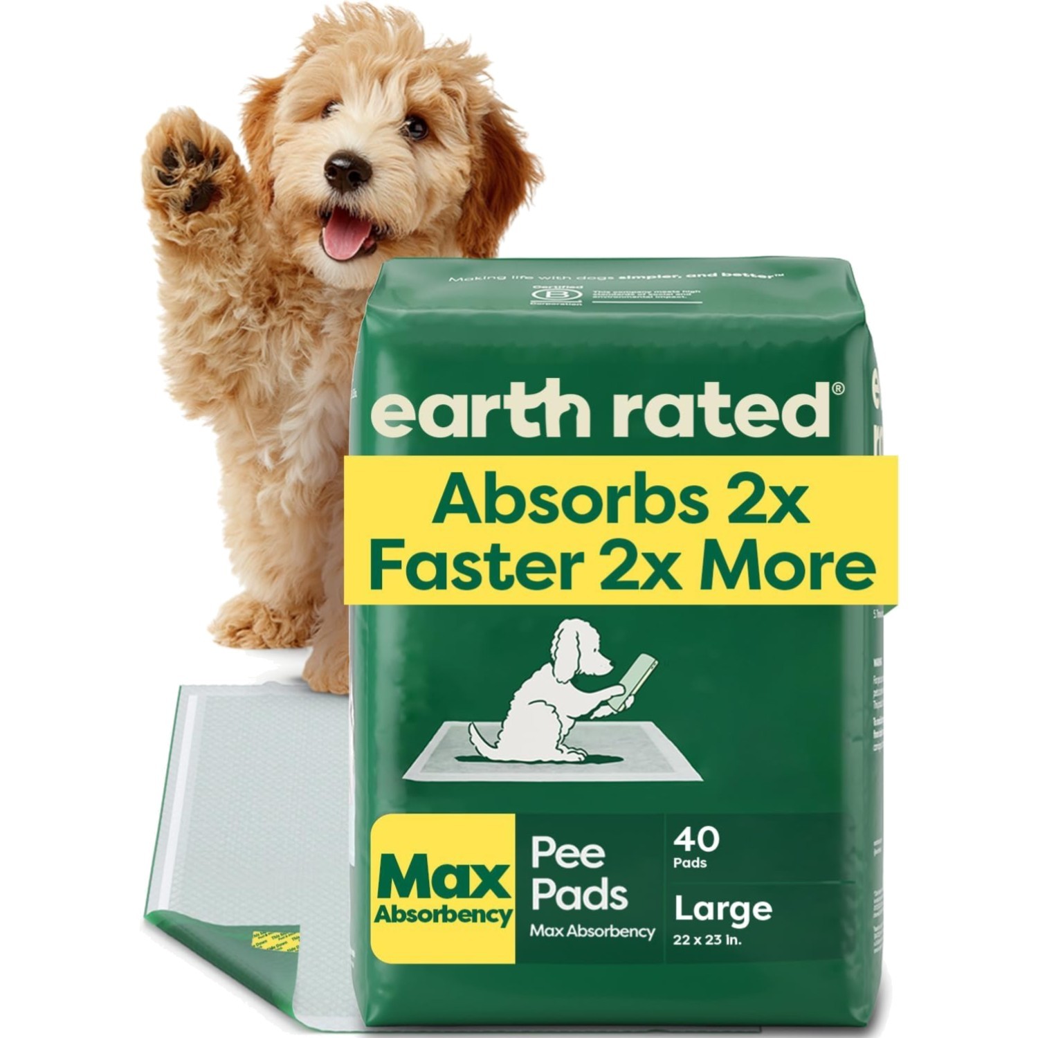 Puppy Pads, Max Absorbency Pee Pads for Dogs, Absorbs 2X Faster & 2X More, Le…
