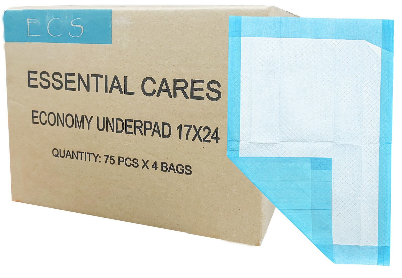17×24 inch (Pet, Kids, Adult) Underpad Three Ply, Essential Cares – 300 Pcs