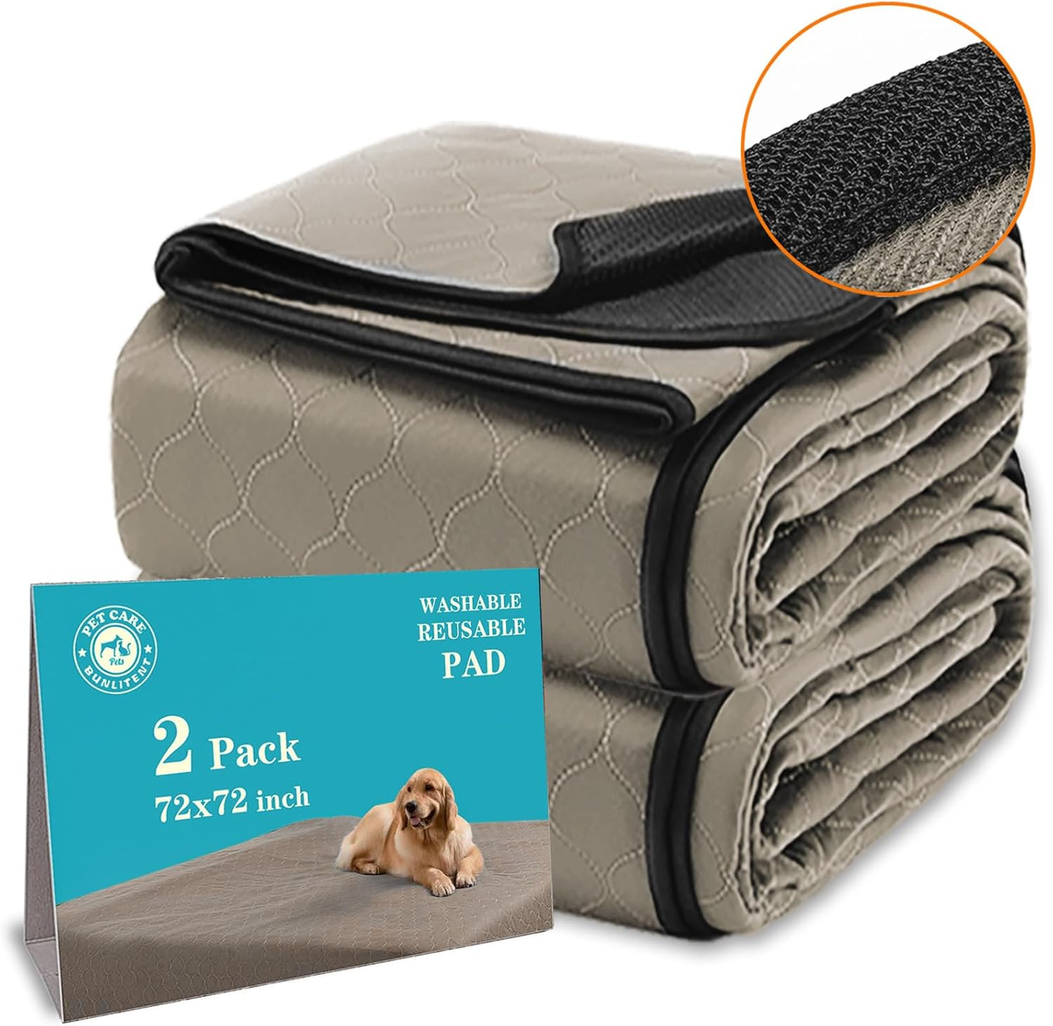 Washable Pee Pads for Dogs 72″ X 72″, 2 Pack, Reusable Puppy Pads, Dog Training
