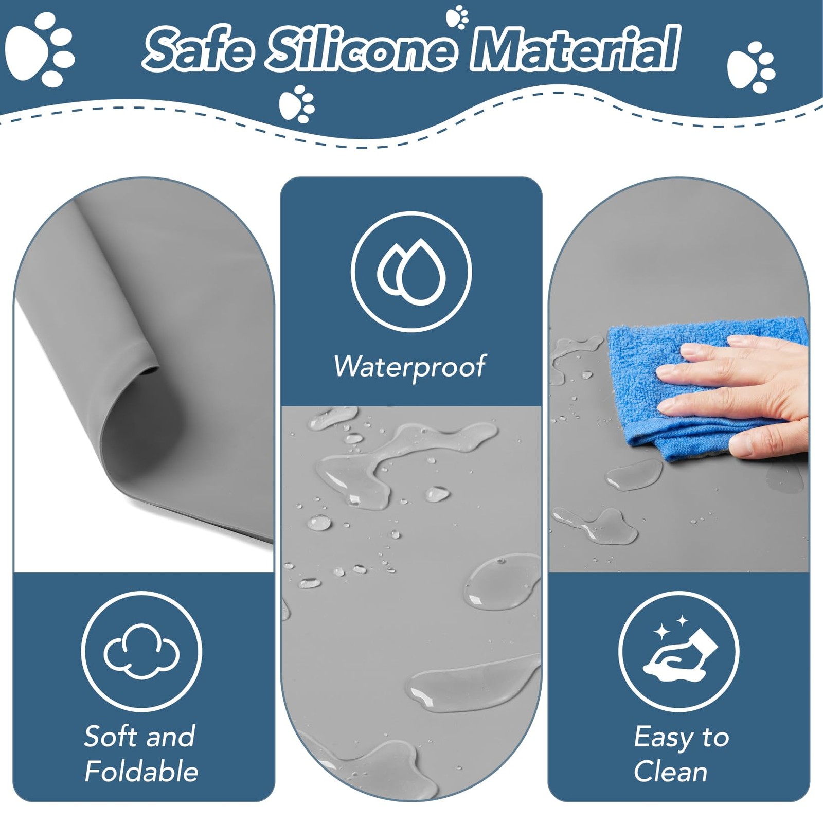 Pee Pad Holder for Dogs, 24″ x Non-Slip Silicone Puppy x 24″, Gray