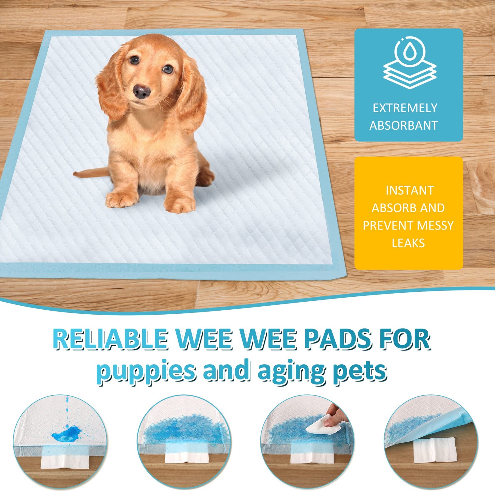 Boscute Super Absorbent & Leak-Proof Jumbo Size 36×36 Pet Training Dog Pee Pads,
