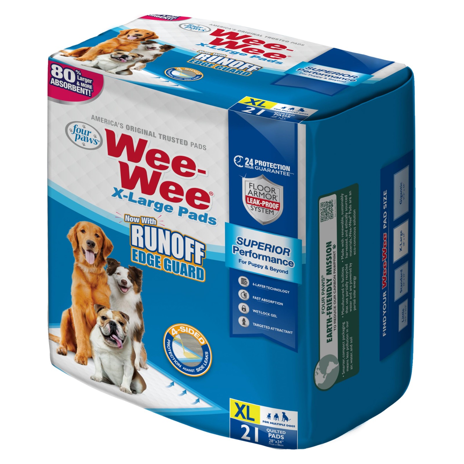 Four Paws Wee-Wee Pads 21 pack Extra Large White 28″ x 34″ x 0.1
