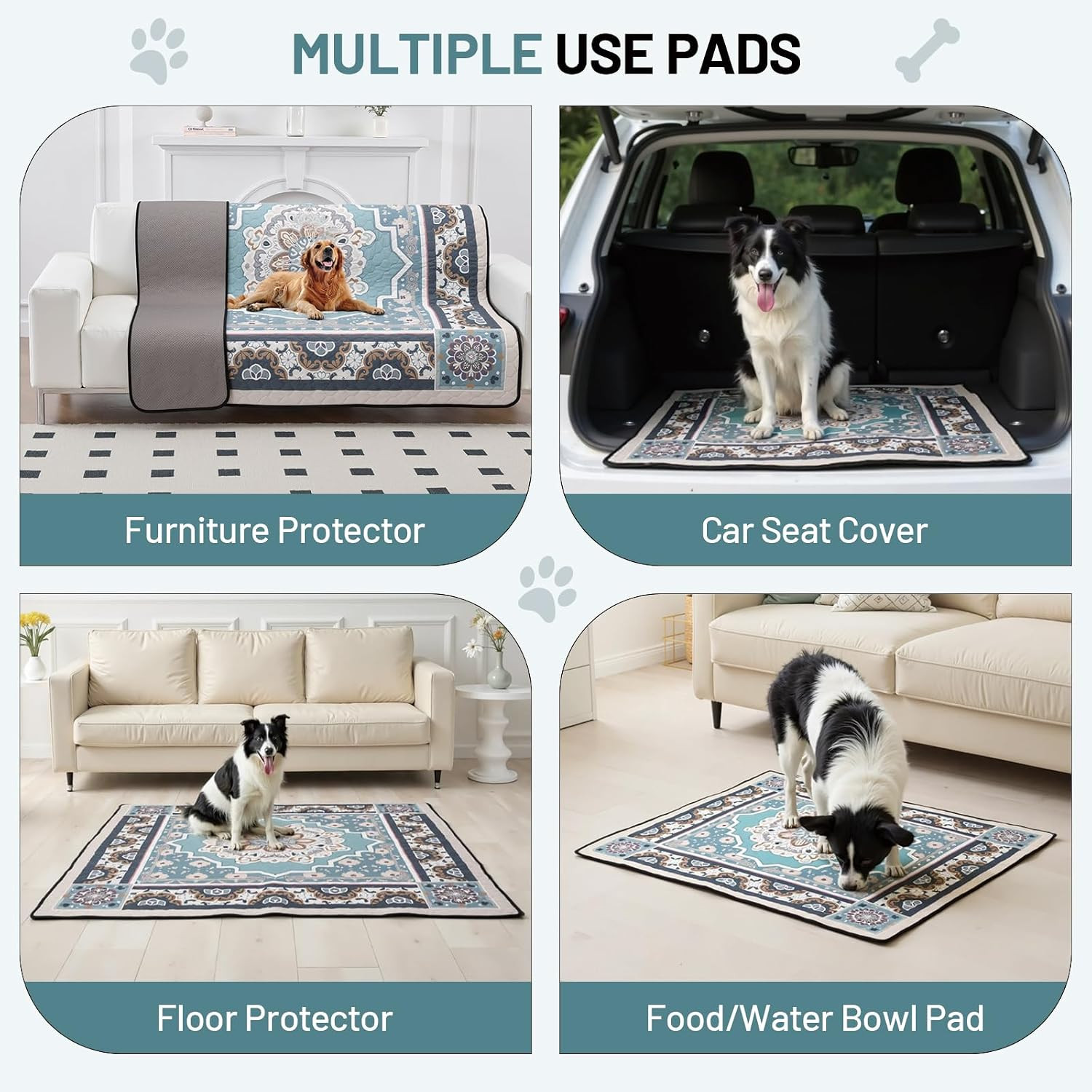 Washable Pee Pads for Dogs, 2 Pack 36X36In Puppy Pads | Super Absorbent Reusable