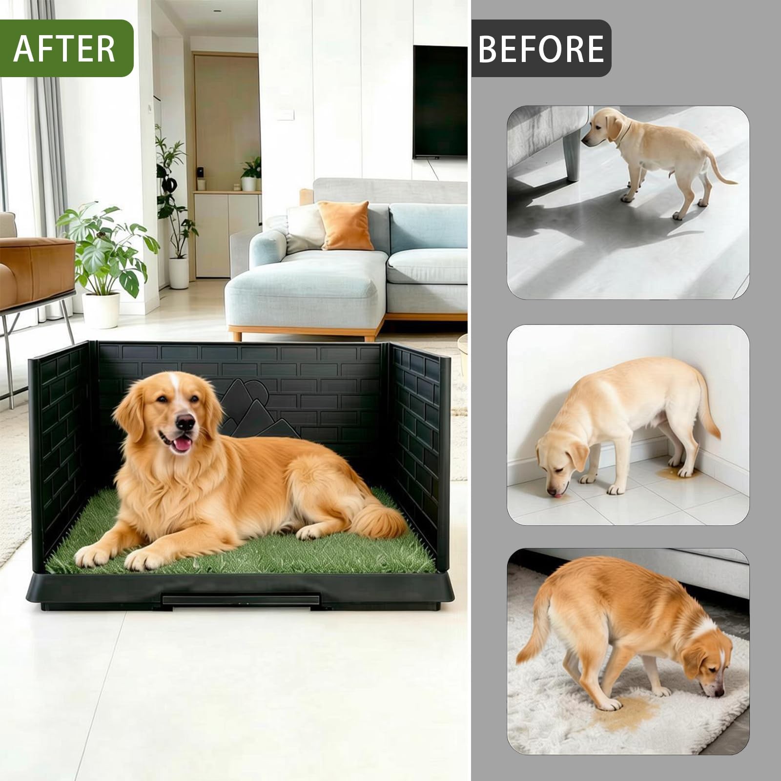 Dog Grass Pad Large 30″×20″ Reusable Pee Baffle for Small & Medium Dogs