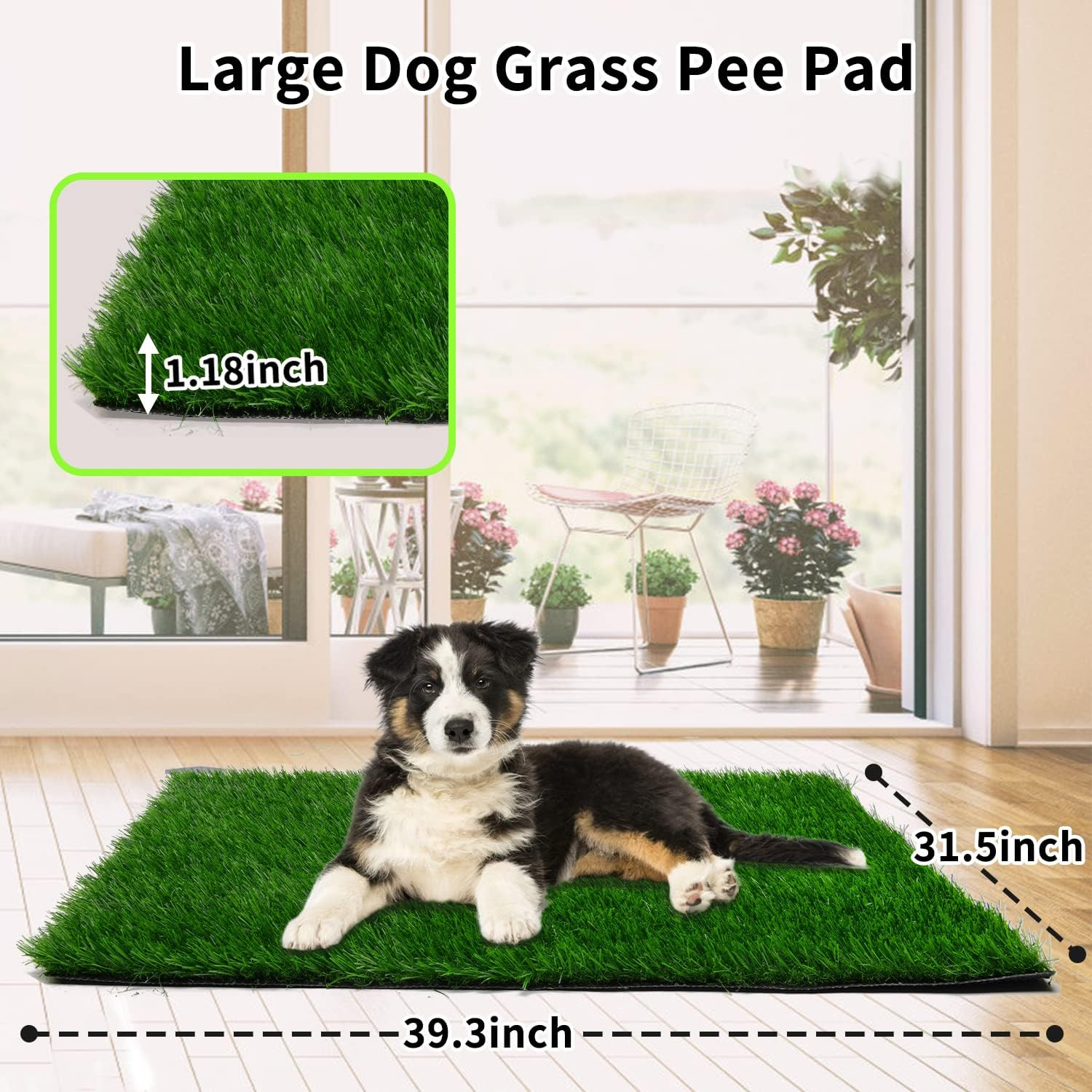 Grass Pad for Dogs 39.3 X 31.5 Inches Fast-Drain Artificial Grass for Pets Potty