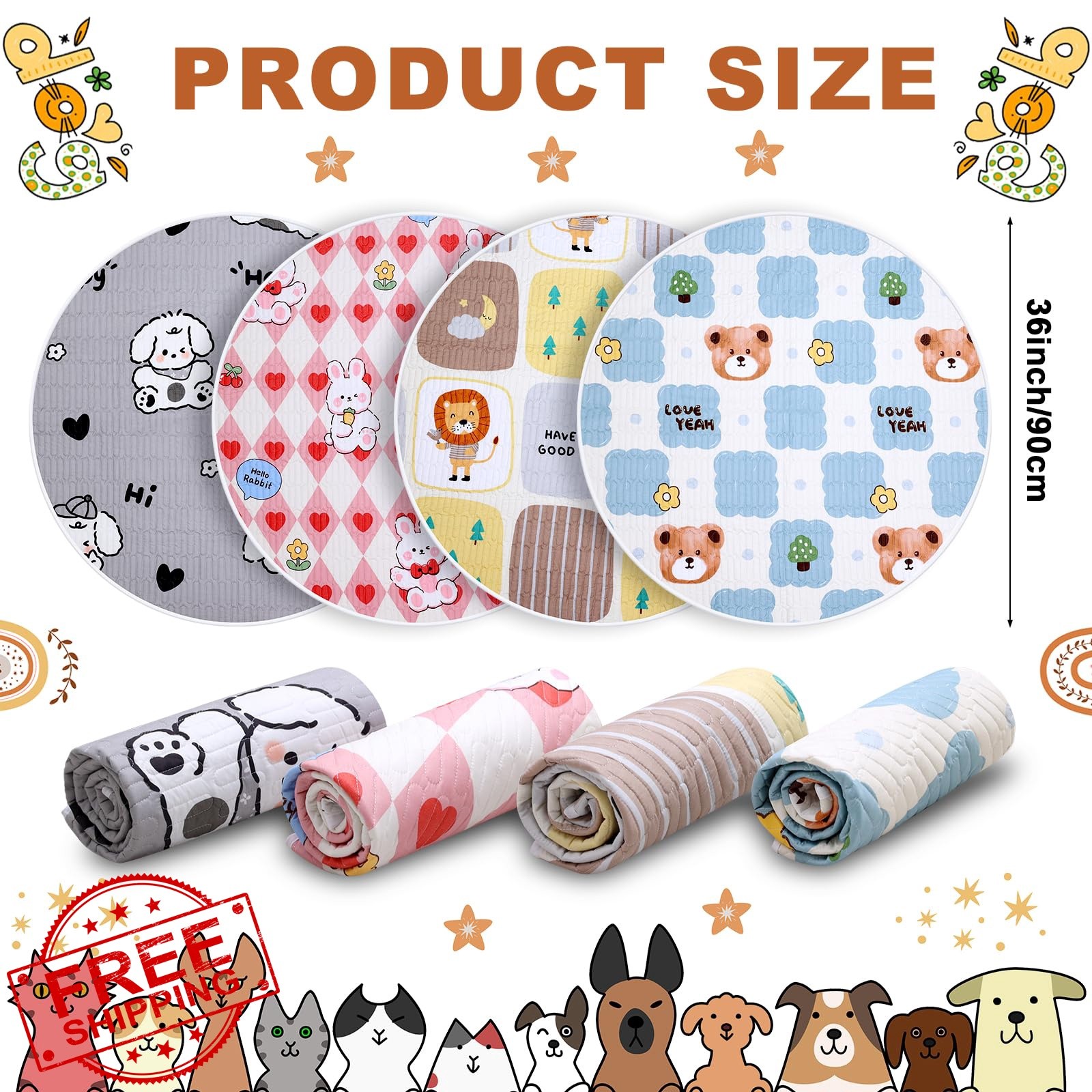 OPEYATOYS Whelping Pad 36″ Round Plaid
