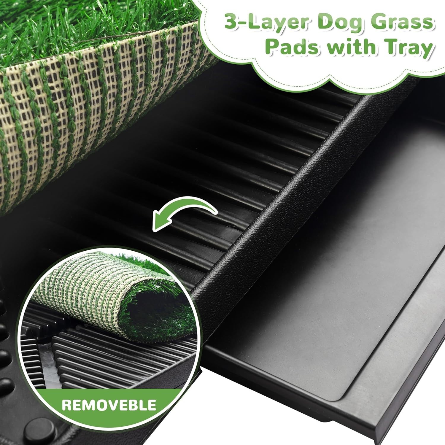 Dog Grass Pad With Tray, 25″ x 20″ Potty for Puppy Training, Reusable Artificial