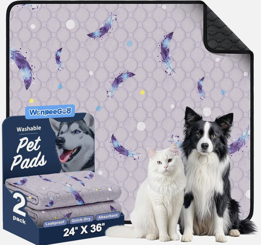 Washable Pee Pads for Dogs, 2Pack Reusable Puppy Pads, Super Absorbent & Leakpro