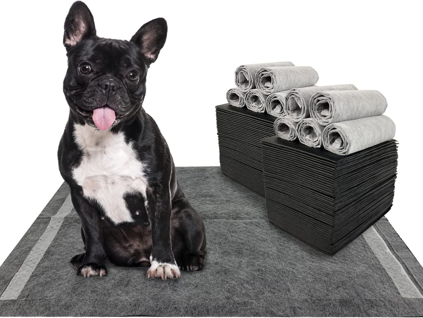 Charcoal Dog Training Pads 100 Count, 22″X22″ Puppy Pee Pads for Small Dogs, Act