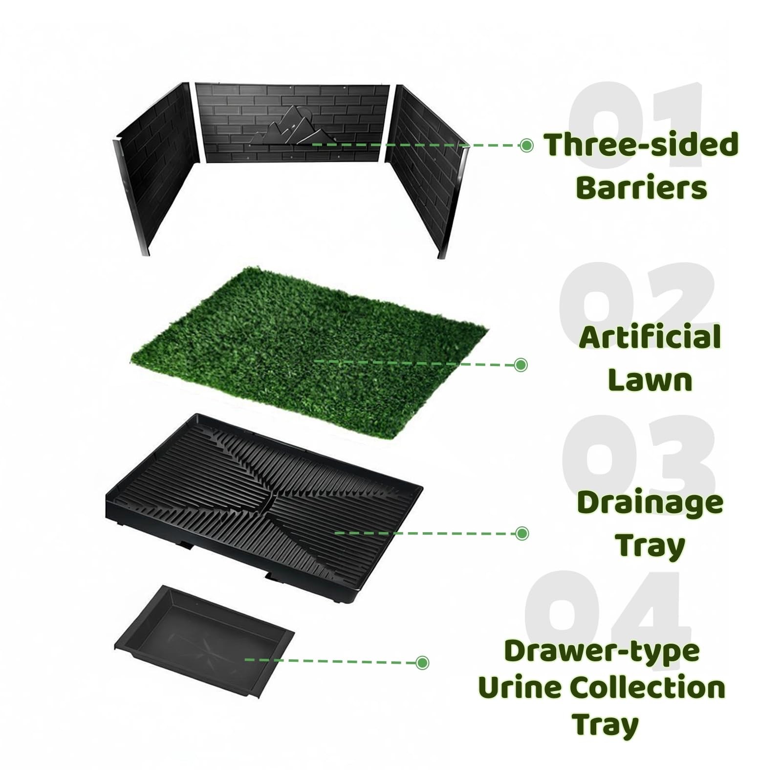 Dog Grass Pad Large 30″×20″ Reusable Pee Baffle for Small & Medium Dogs