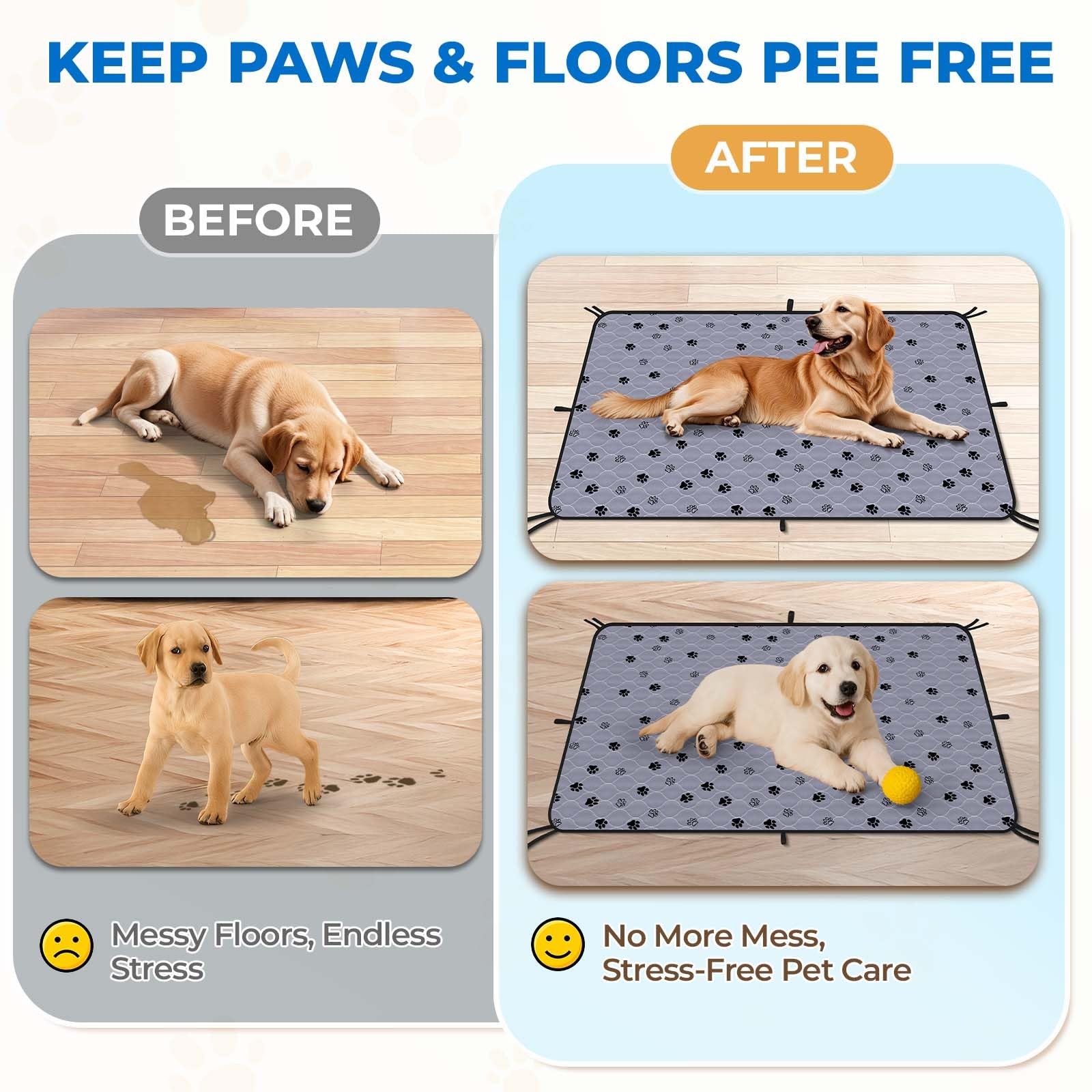 Non-Slip Washable Pee Pads for Dogs, 2 Pack Large Ultra-Absorbent and Leak-Proof