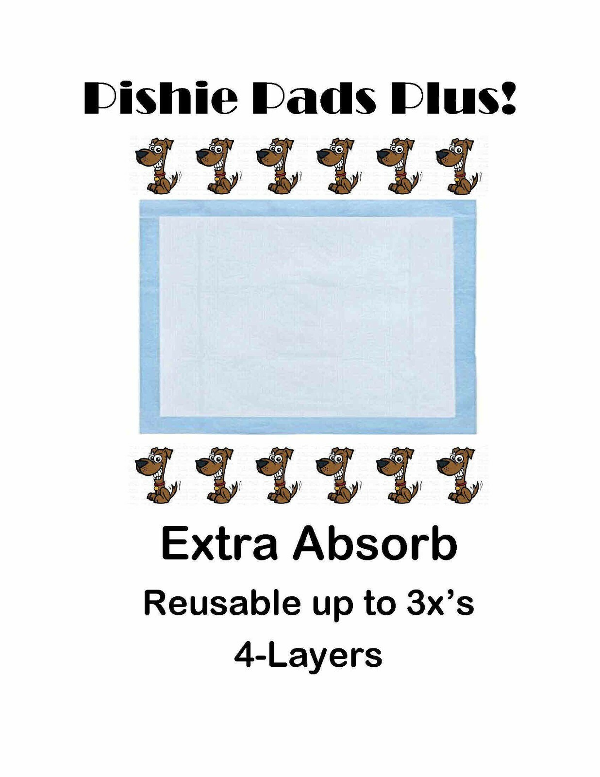 17×24″ 4-Layer Puppy Training Pads Extra-Absorbent 21gr Reusable up to 3x’s