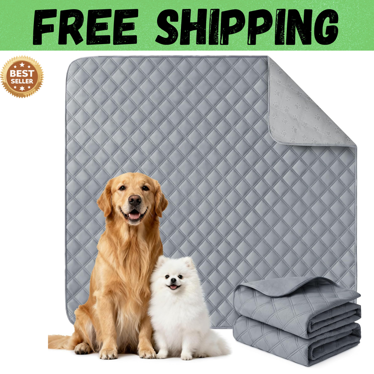 Reusable Washable Pee Pads for Dogs Large/Extra Large 36” X 41” 2 Pack, Absorb