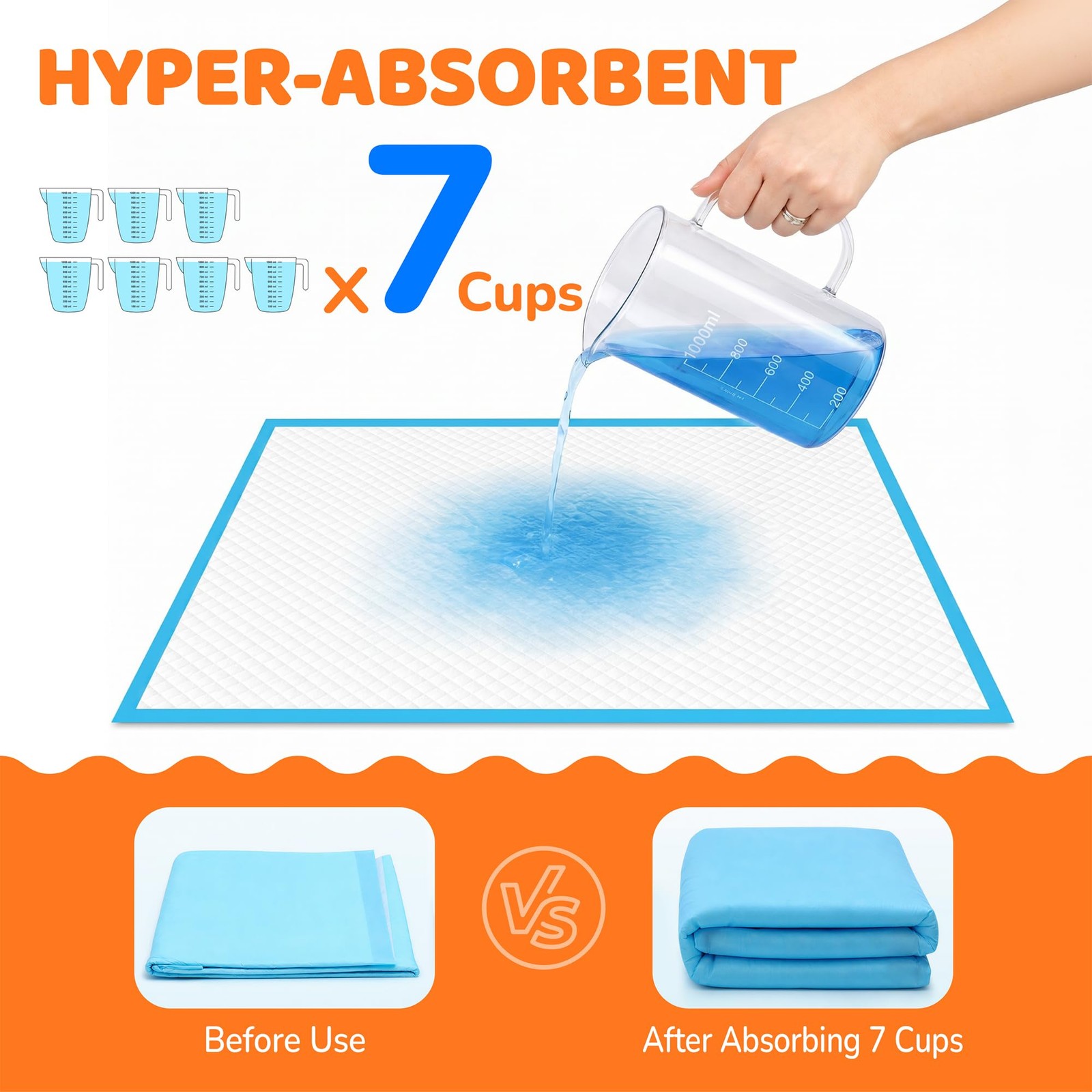 JOINPADS Puppy Pads 28″x34″, Extra Large, Super 28″x34″ 30-Count, Blue