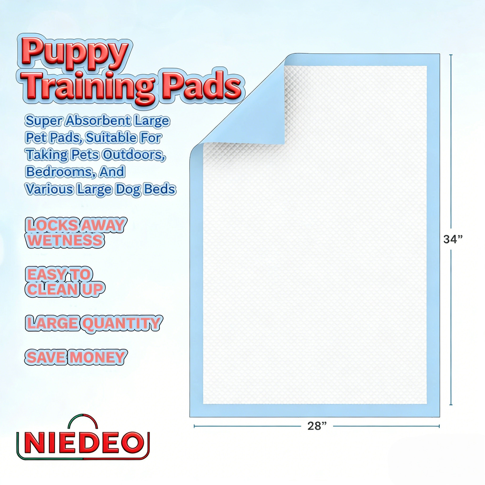 28×34 Pet House Training Pads XL 100 Pack Disposable Pet Urine Pads,Pet Supplies
