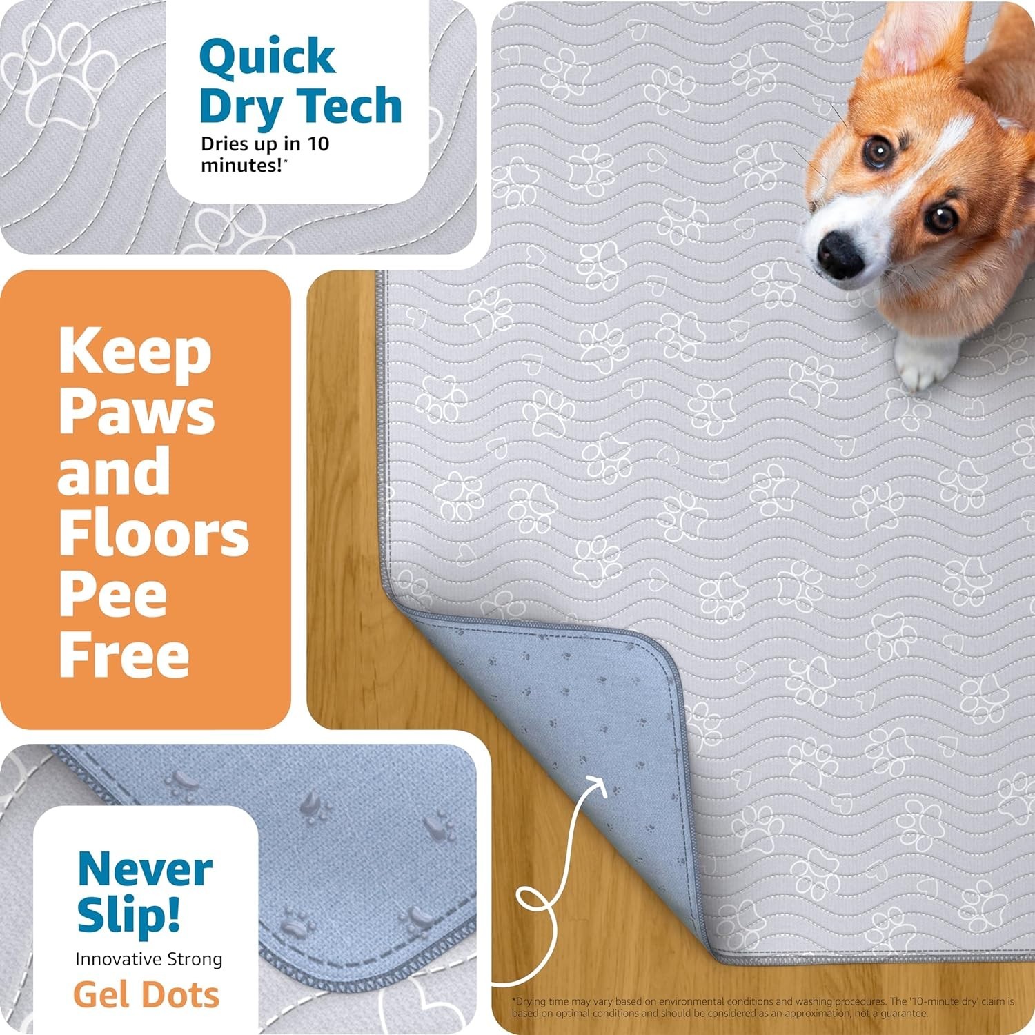 Cute Paws & Hearts Design Puppy Pad – Reusable & Quick-Drying, Medium Size