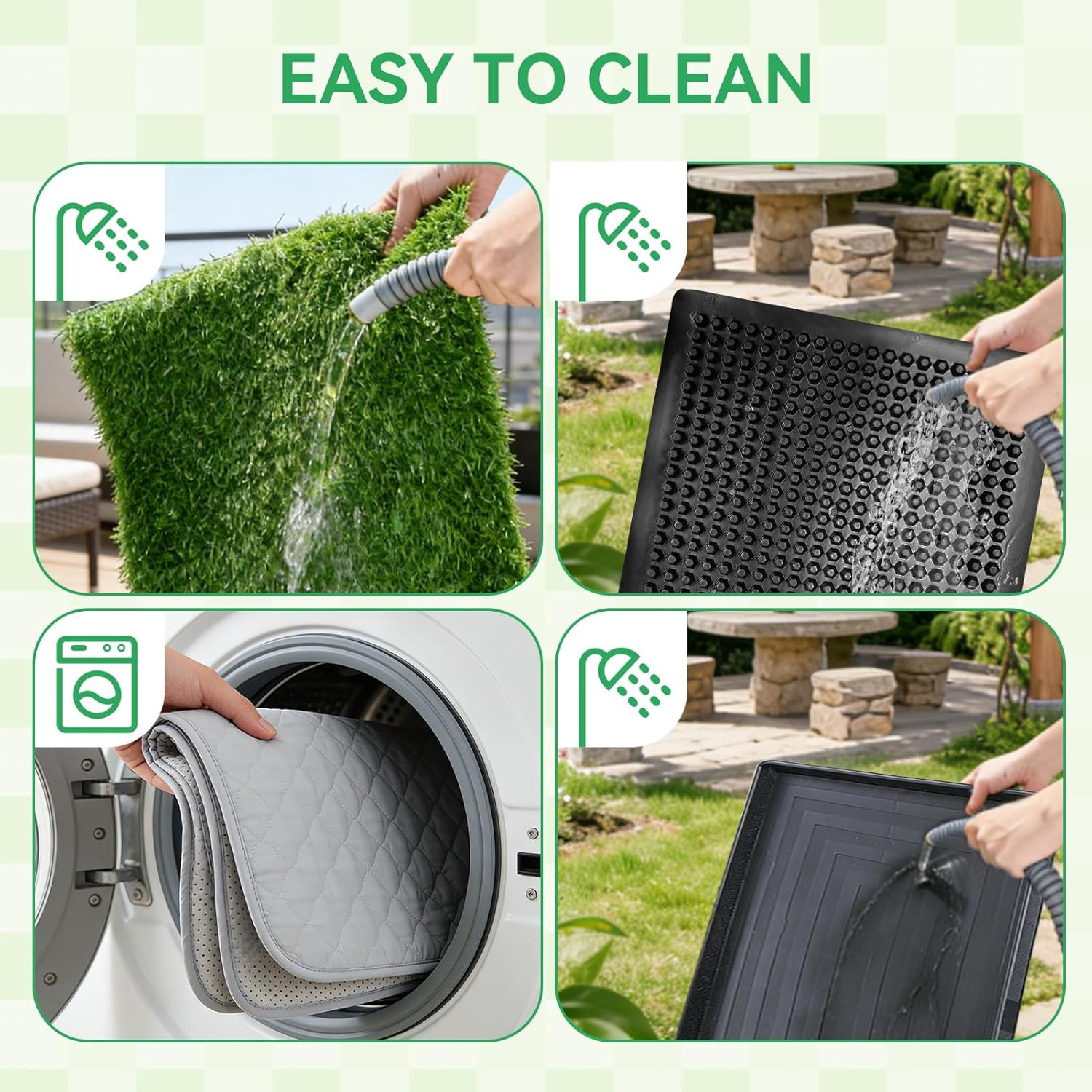 Portable Dog Grass Pad with Tray, 2 Reusable Turf Patches for Indoor/Outdoor Use