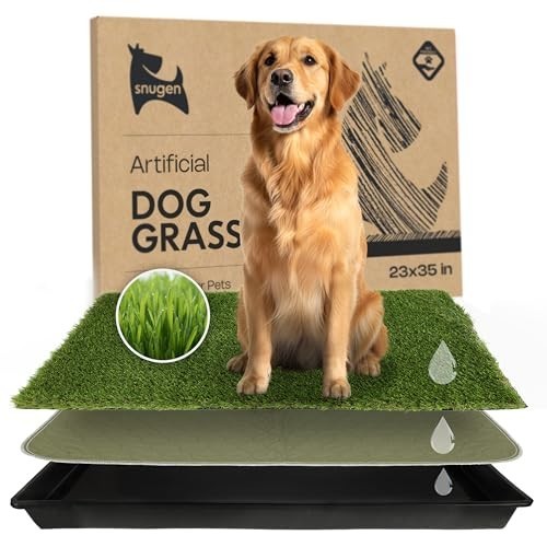 Dog Grass Pad with Tray 23x35in Artificial Turf Potty Training for Dogs