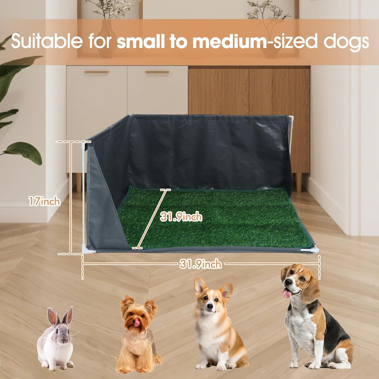 Dog Pee Pad Holder with High Walls, Portable Dog Litter Box for inside Potty, Sp