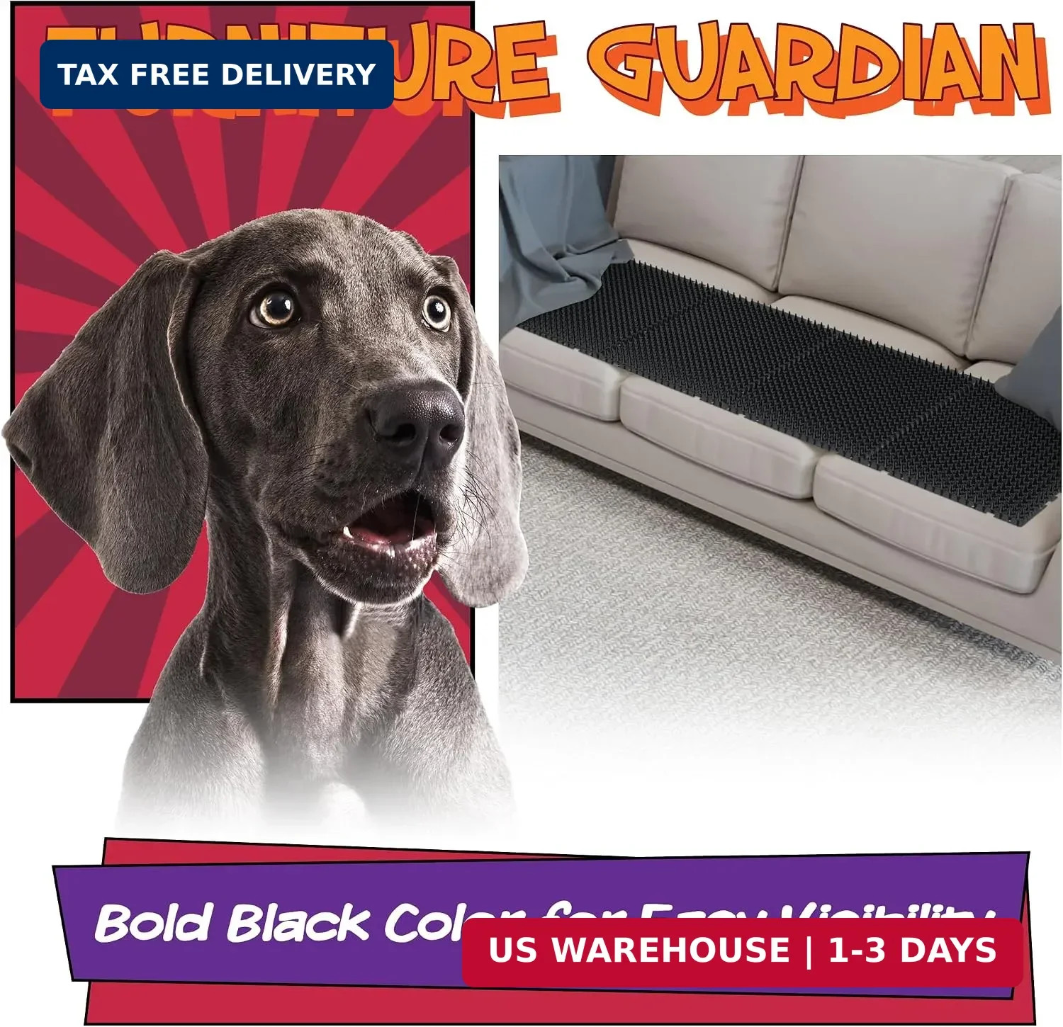 16 Pack Black Scat Mats for Dogs – 16″ x 13″ Pet Deterrent Mat with 1″ Spike. Ef