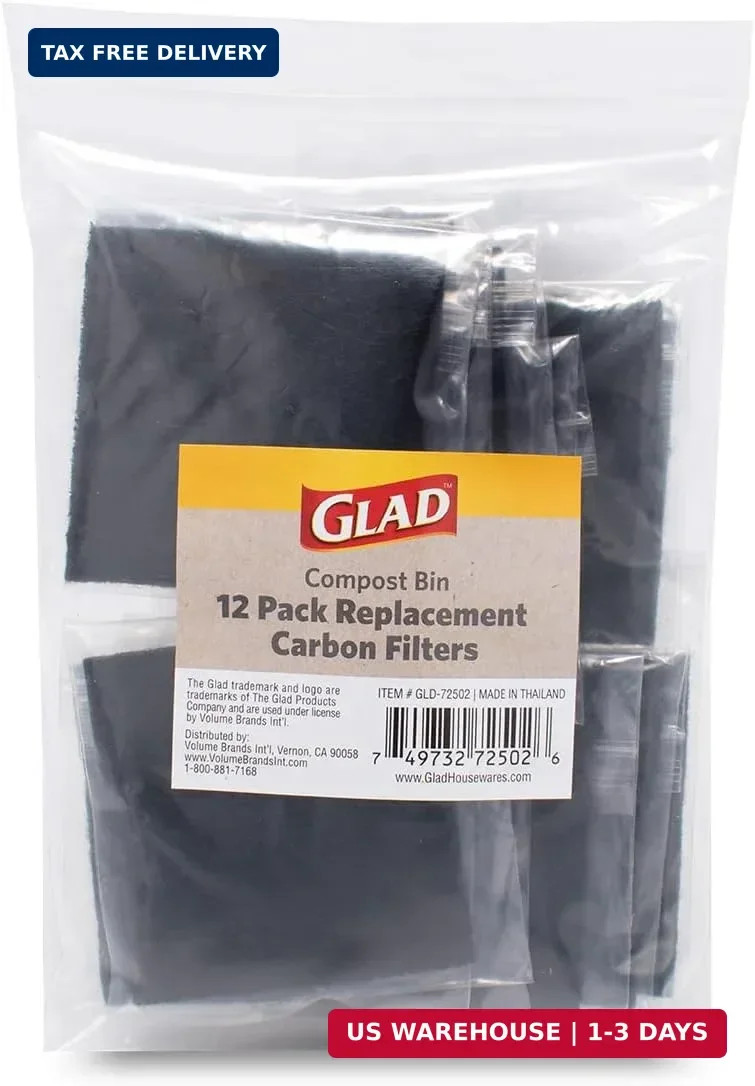 Charcoal Filters for Compost Bins, Odor Absorbing Carbon Replacement Pads for Ki