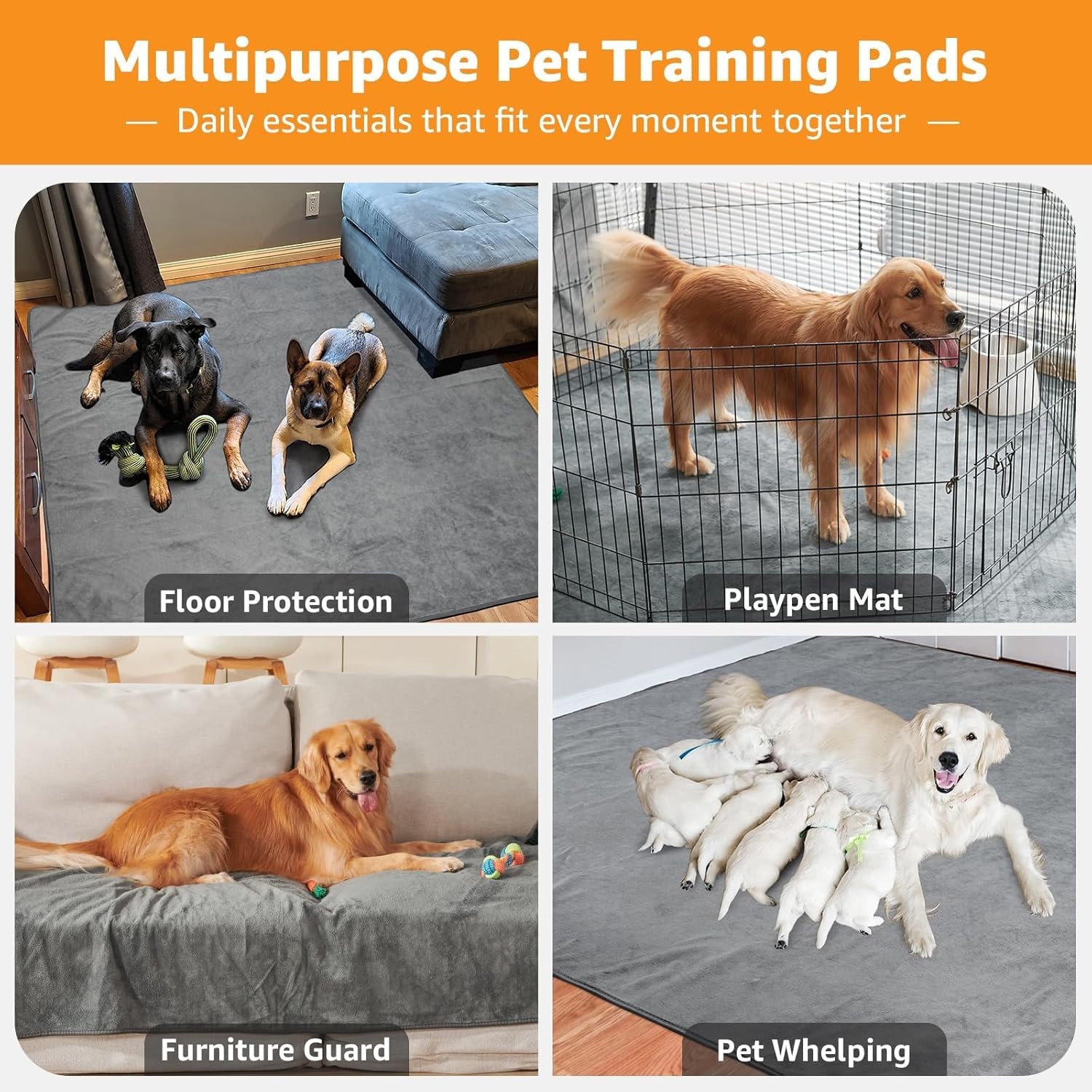 Luxury Anti-Slip Washable Pee Pads for Dogs – 24×36 Whelping & Training Pack
